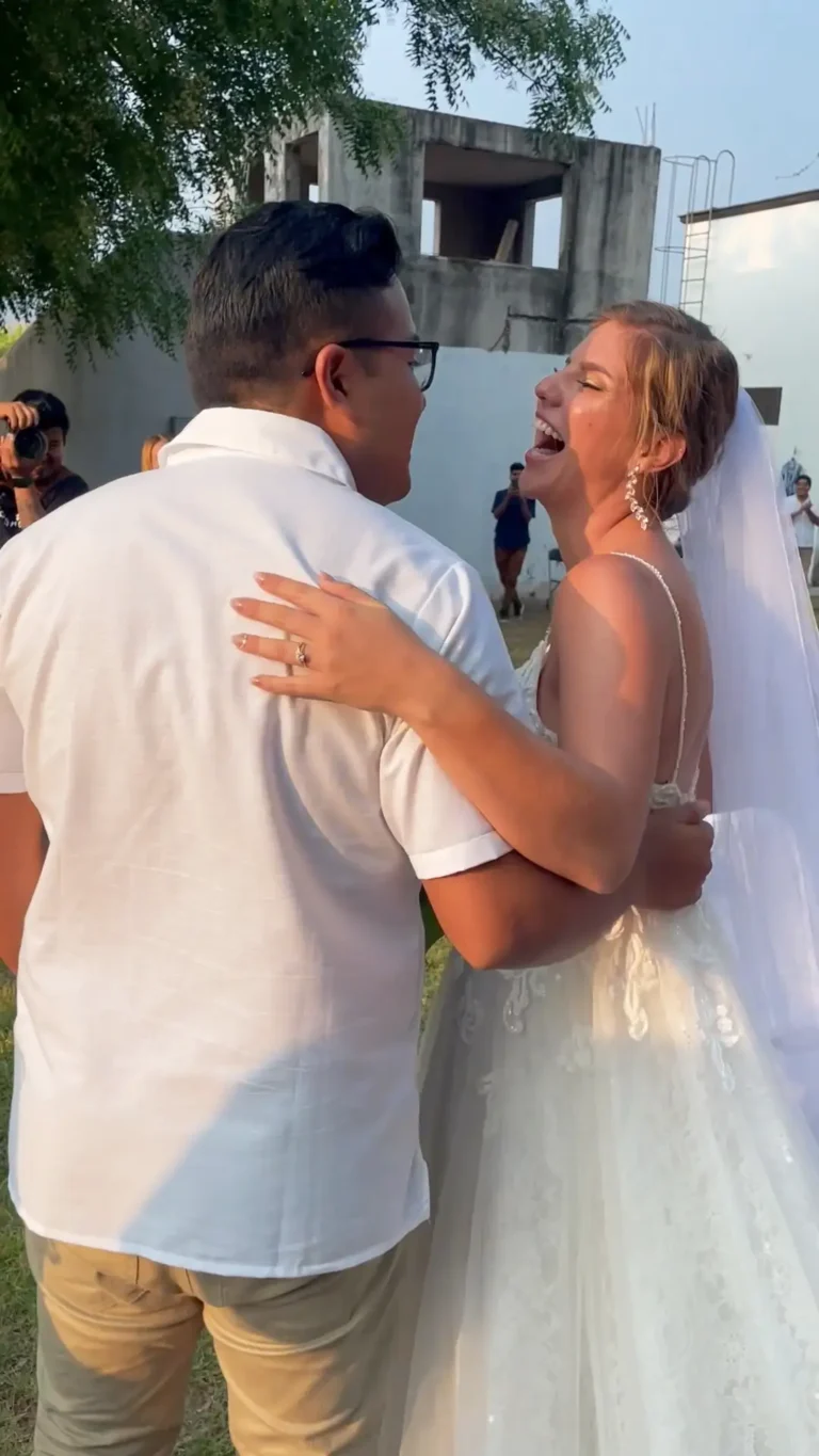 happy wedding couple